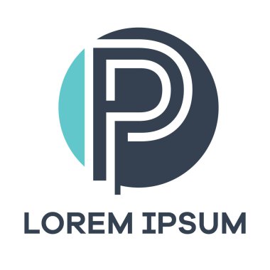 P harfi logo tasarımı. Daire şeklinde P harfi vektör çizimi.