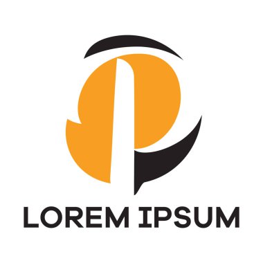 P harfi logo tasarımı. Daire şeklinde P harfi vektör çizimi.
