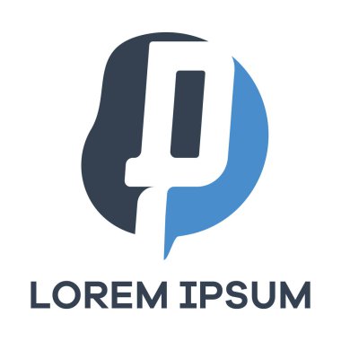 P harfi logo tasarımı. Daire şeklinde P harfi vektör çizimi.