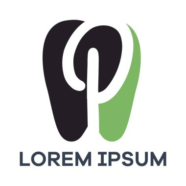 P harfi logo tasarımı. Diş şeklinde vektör çiziminde p harfi.