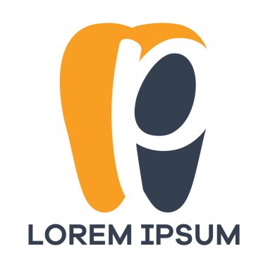 P harfi logo tasarımı. Diş şeklinde vektör çiziminde p harfi.