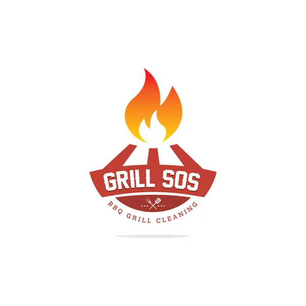 Grillparty Ikone Logo-Design, BBQ Grill Vektor, Restaurant Fast Food Illustration. — Stockvektor