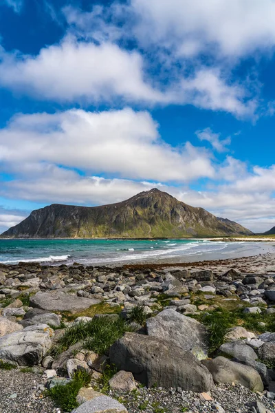 フラクスタッドビーチ、ロフォーテン諸島、ノルウェー — ストック写真