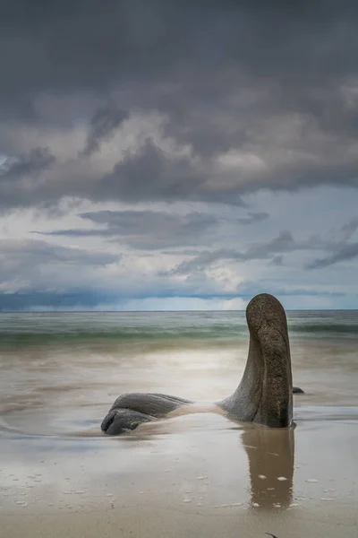 Vikten Beach, Lofoten Islands, Noruega exposição prolongada — Fotografia de Stock