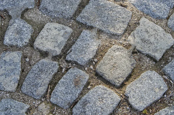 Granit Kopfsteinpflaster Textur Hintergrund Große Detaillierte Halbrund Steinblockpflaster Grob Geschnittene — Stockfoto