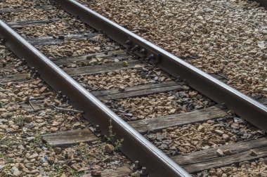 Tren rayları parçası ile arka plan