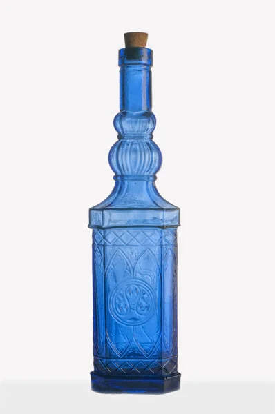 Blue Glass Bottle Isolated White Background — Stock Photo, Image