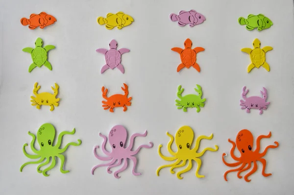 Grenzen Met Eva Schuim Ambachten Vis Sterren Krabben Octopus Witte — Stockfoto