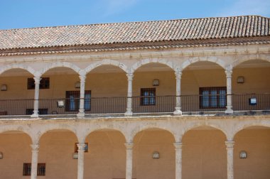Torrijos, Toledo il belediye meclisi arcaded avlusu. Castilla la Mancha. İspanya.