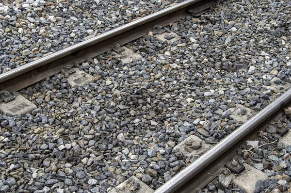 Background Diagonal Train Tracks Close View — Stock Photo, Image