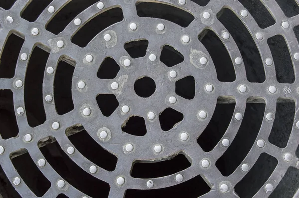 Circular Metal Grid Sewer Cover — Stock Photo, Image