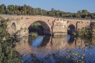 Roman bridge over the Tagus river in Talavera de la Reina, Toledo. Spain clipart
