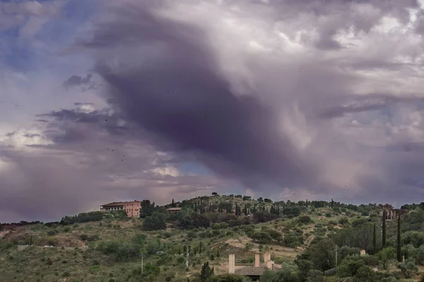 Toledo Gökyüzü Fırtına Bulutlarıyla Dolu Bir Manzara Spanya — Stok fotoğraf