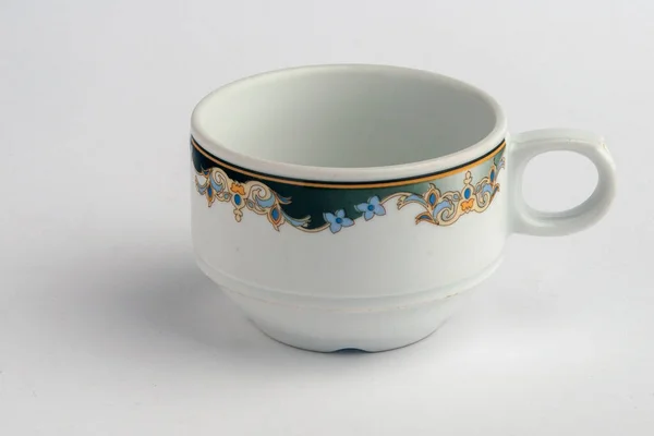 Tazza Caffè Ceramica Bianca Isolata Sfondo Bianco — Foto Stock