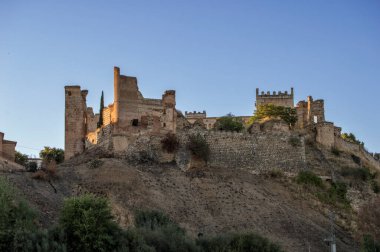 Toledo vilayetindeki Escalona kalesinin dış duvarı. İspanya