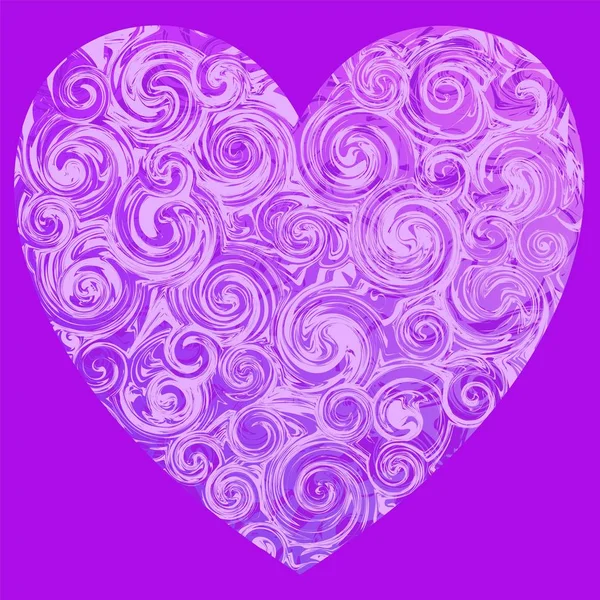 Ein Fliederfarbenes Valentinförmiges Herz Mit Hellen Und Tiefrosa Marmorwirbeln — Stockvektor