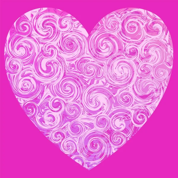 Ein Rosafarbenes Valentinförmiges Herz Mit Hellen Und Tiefrosa Marmorwirbeln — Stockvektor