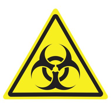 Sarı renk üçgen uyarı işareti Biohazard simgesiyle.