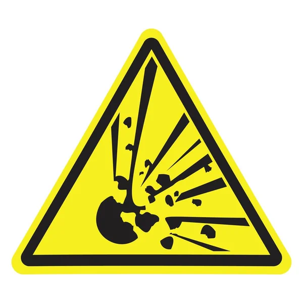 Explosivo Peligro Advertencia Triángulo Amarillo Señal Collage Sobre Fondo Blanco — Archivo Imágenes Vectoriales