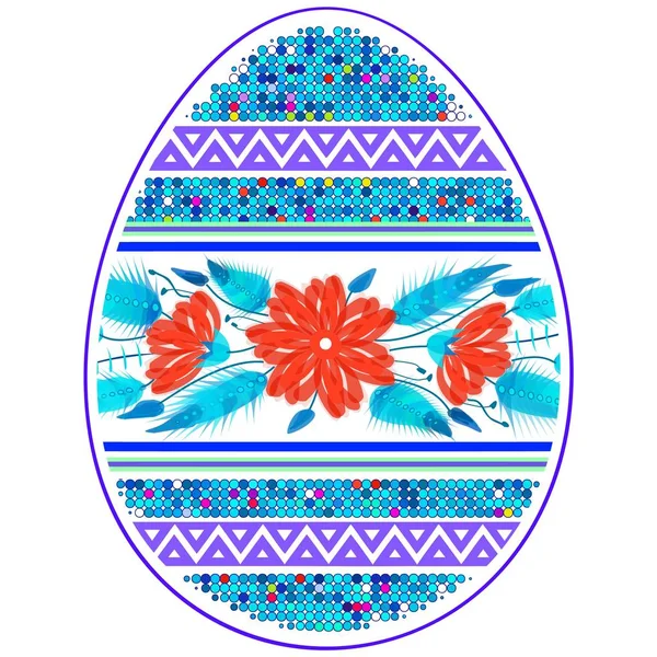 Барвисте Щасливе Пасхальне Яйце Вітальної Листівки Народний Стиль — стоковий вектор
