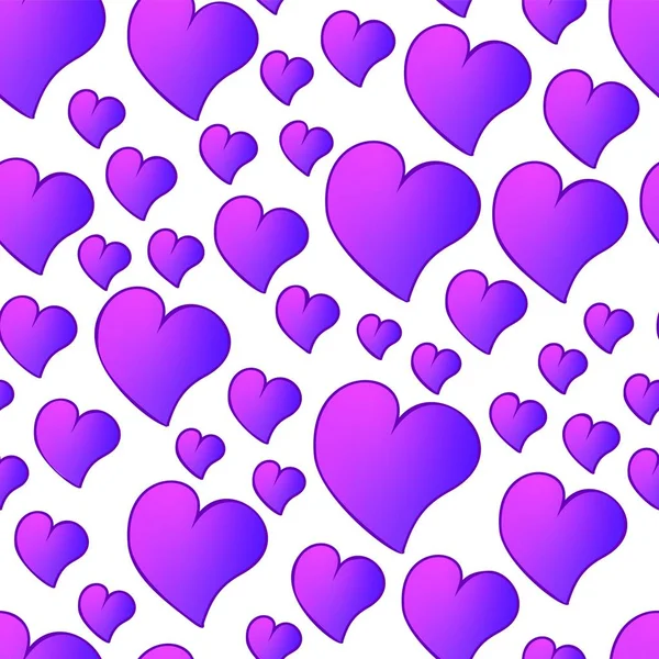 Lustige Violette Orchidee Nahtlose Valentines Muster Mit Cartoon Gradienten Herzen — Stockvektor