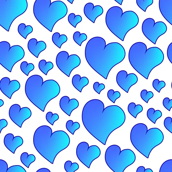 Funny Seamless Blue Valentine Pattern Cartoon Gradient Hearts — Stock Vector