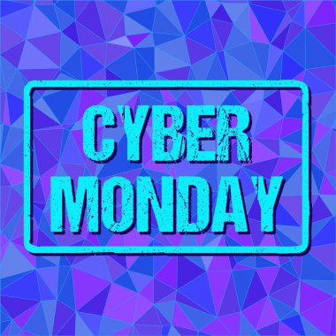 İle siber Pazartesi oturum açma poligonal arka plan karede banner.