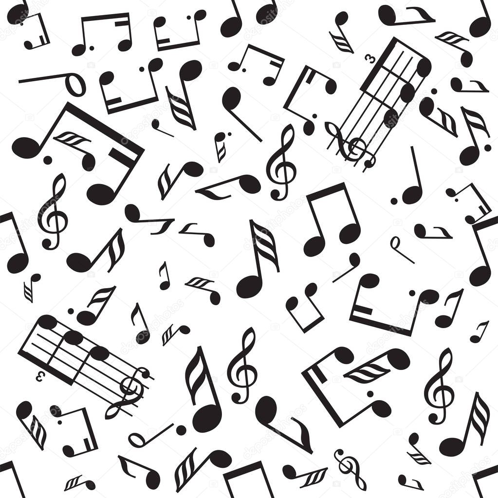 Seamless vector music notes symbols design pattern.