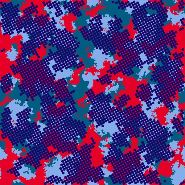 Mode Camo. Kleurrijke camouflage vector patroon. Naadloze stof ontwerp — Stockvector