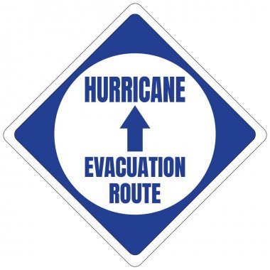 Kasırga Tahliye Rota Yol İşareti Mavi Kare