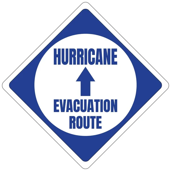 Hurricane ewakuacja trasa droga znak niebieski kwadrat — Wektor stockowy