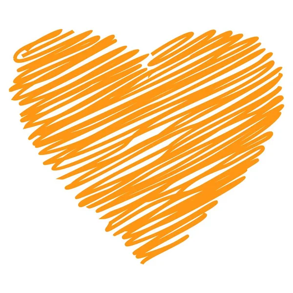 Serce pomarańczowy ręcznie rysowane szkic wektor — Wektor stockowy