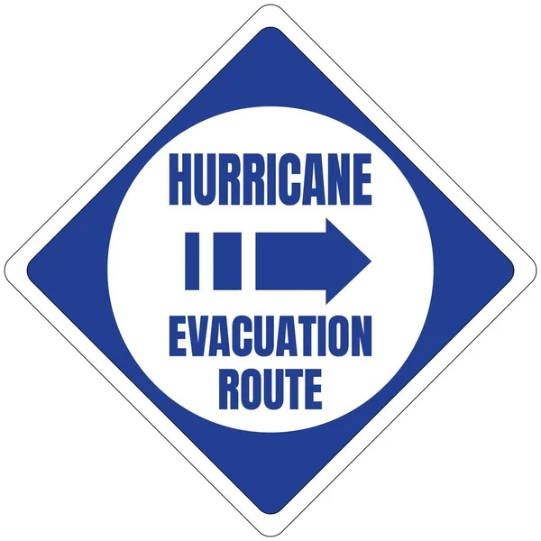 Hurricane ewakuacja trasa droga znak niebieski kwadrat — Wektor stockowy