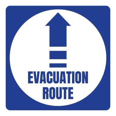 Kasırga Tahliye Rota Yol İşareti Mavi Kare