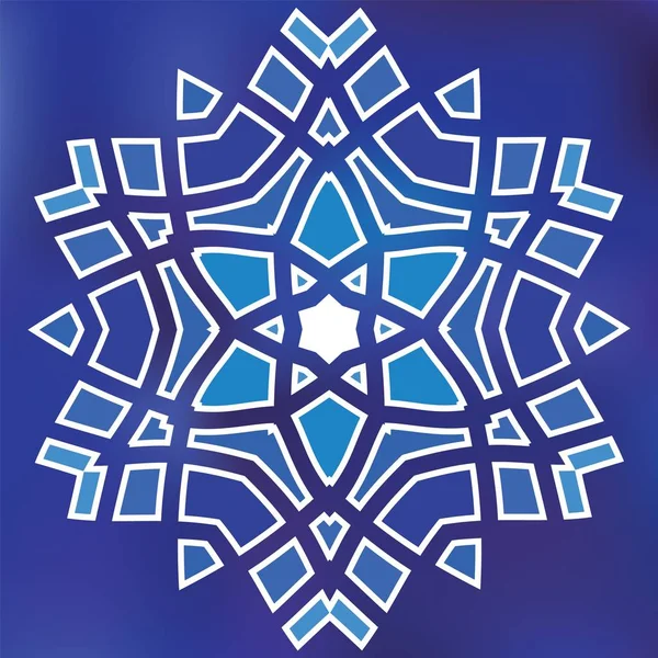 Mavi Izgara Mozaik Altıgen Snowfkake Papercut Şablonu — Stok Vektör