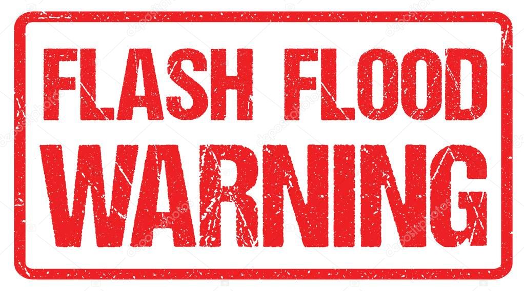 Flash Flood Warning, Warning Sign Red Banner, Flood Warning With Distressed Grunge Rubber Texture