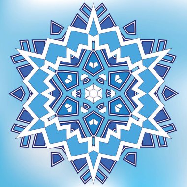 Mavi Izgara Mozaik Altıgen Snowfkake Papercut Şablonu