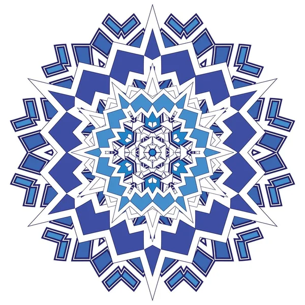 Modèle de coupe de papier Mosaic Hexagon Snowfkake Blue Grid — Image vectorielle