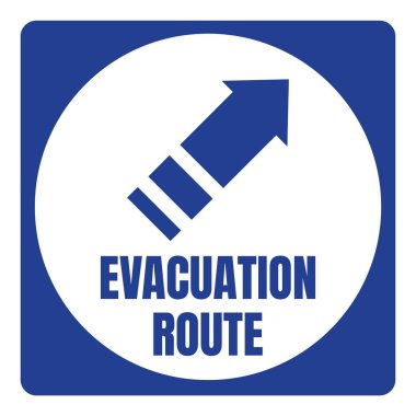 Kasırga Tahliye Rota Yol İşareti Mavi Kare