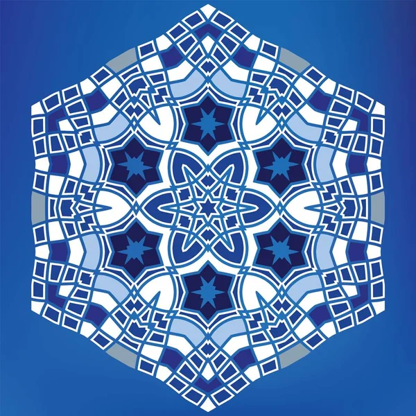 Геометрический шестиугольный мозаичный векторный орнамент — стоковый вектор