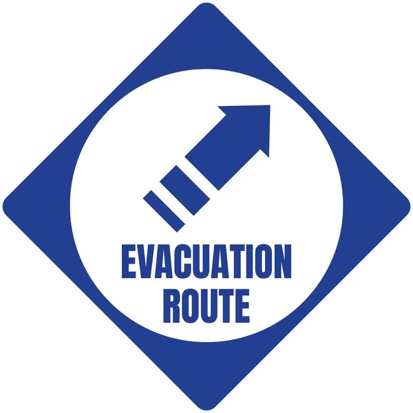 Kasırga Tahliye Rota Yol İşareti Mavi Kare — Stok Vektör