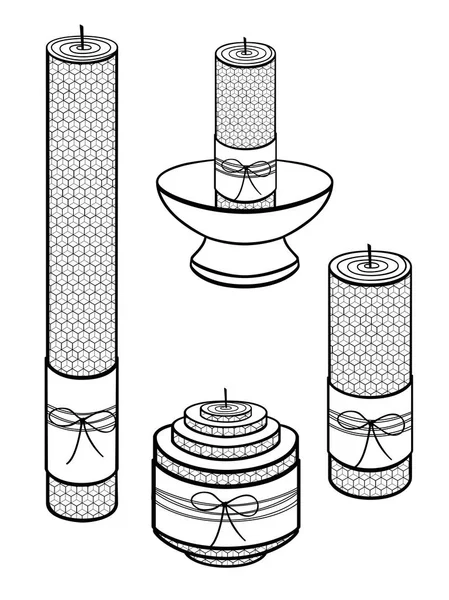 Velas Feitas Cera Feitas Mão Velas Diferentes Tamanhos Com Textura — Vetor de Stock