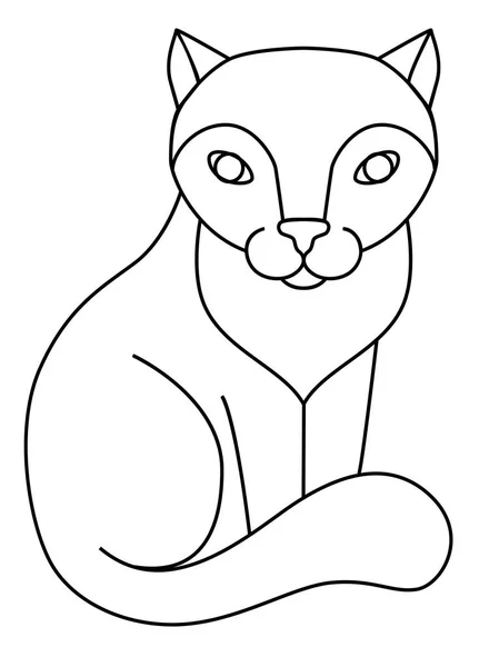 Cat Gato Sentado Dibujo Línea Para Colorear Animal Estilizado Familia — Archivo Imágenes Vectoriales