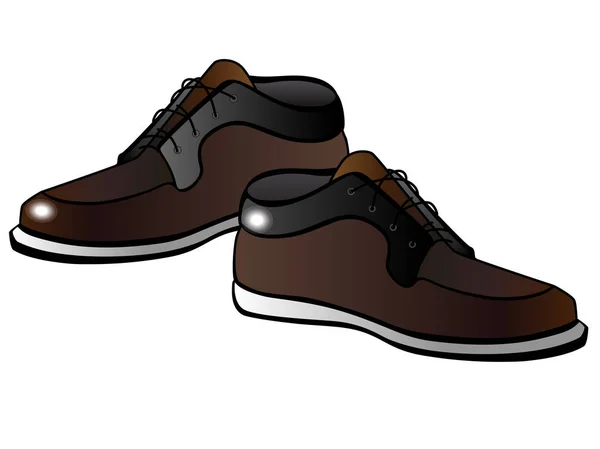Botas Para Hombre Color Marrón Con Suela Blanca Zapatos Masculinos — Vector de stock