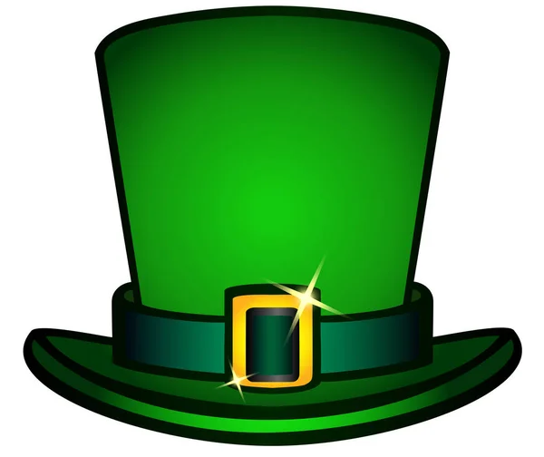 帽子はストラップと黄金のバックル黒シルクハットです レプラコーンの帽子 アイルランドの神話 ケルトの祝日聖パトリックの日のシンボル 聖パトリックの日の休日の属性 帽子の分離 — ストックベクタ