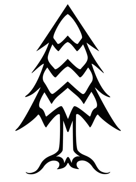 Árbol Navidad Imagen Lineal Blanco Negro Esquema Ilustración Vector Árbol — Vector de stock