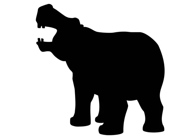 Silhouette Hippopotamus Linear Stylized Picture Outline Logo Symbol Hypopotam Wild — Stock Vector