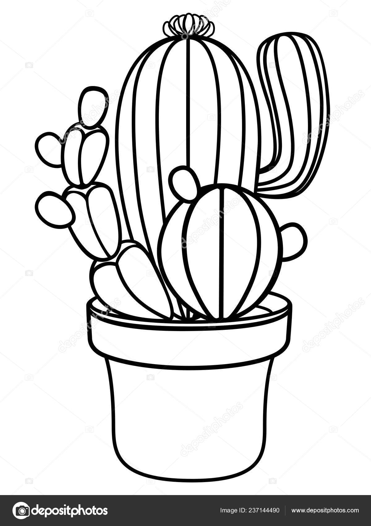 Download Cactus outline picture | Cacti Flower Pot Home Plant ...