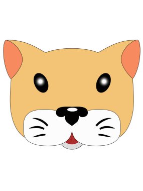 Zencefil kedi. Şirin küçük küçük kırmızı kedi yüz. Kedi baş illüstrasyon çocuklar için. Güzel kedicik krem rengi. Namlu pembe kulaklı bir oyuncak kedi.