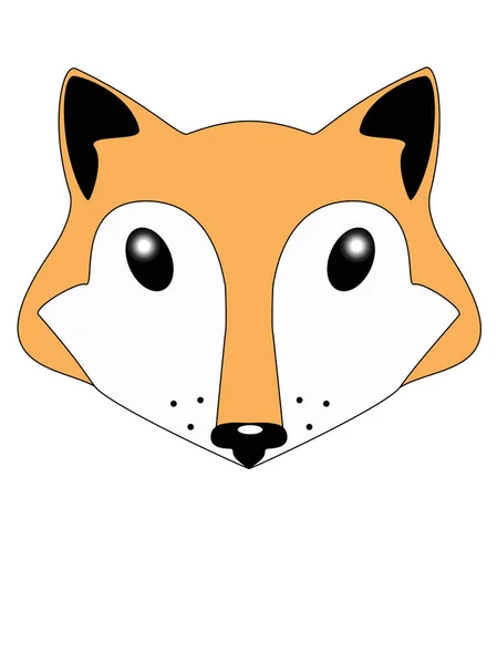 红狐可爱的小脸小红狐 狐狸头例证为孩子 一只漂亮的白色和红色的狐狸幼崽 黑耳朵玩具狐狸的枪口 — 图库矢量图片